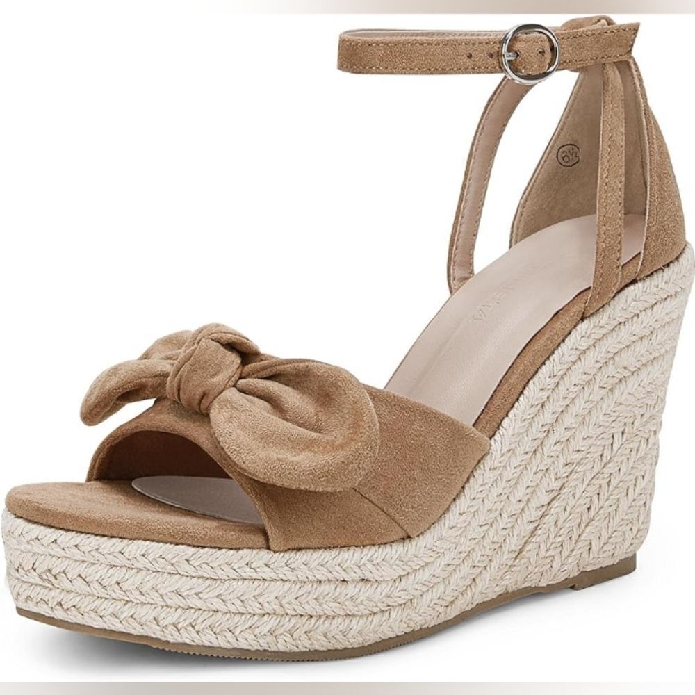 (32-3526)  Rilista Womens Wedge Platform Bowknot Sandals Sz 9.5